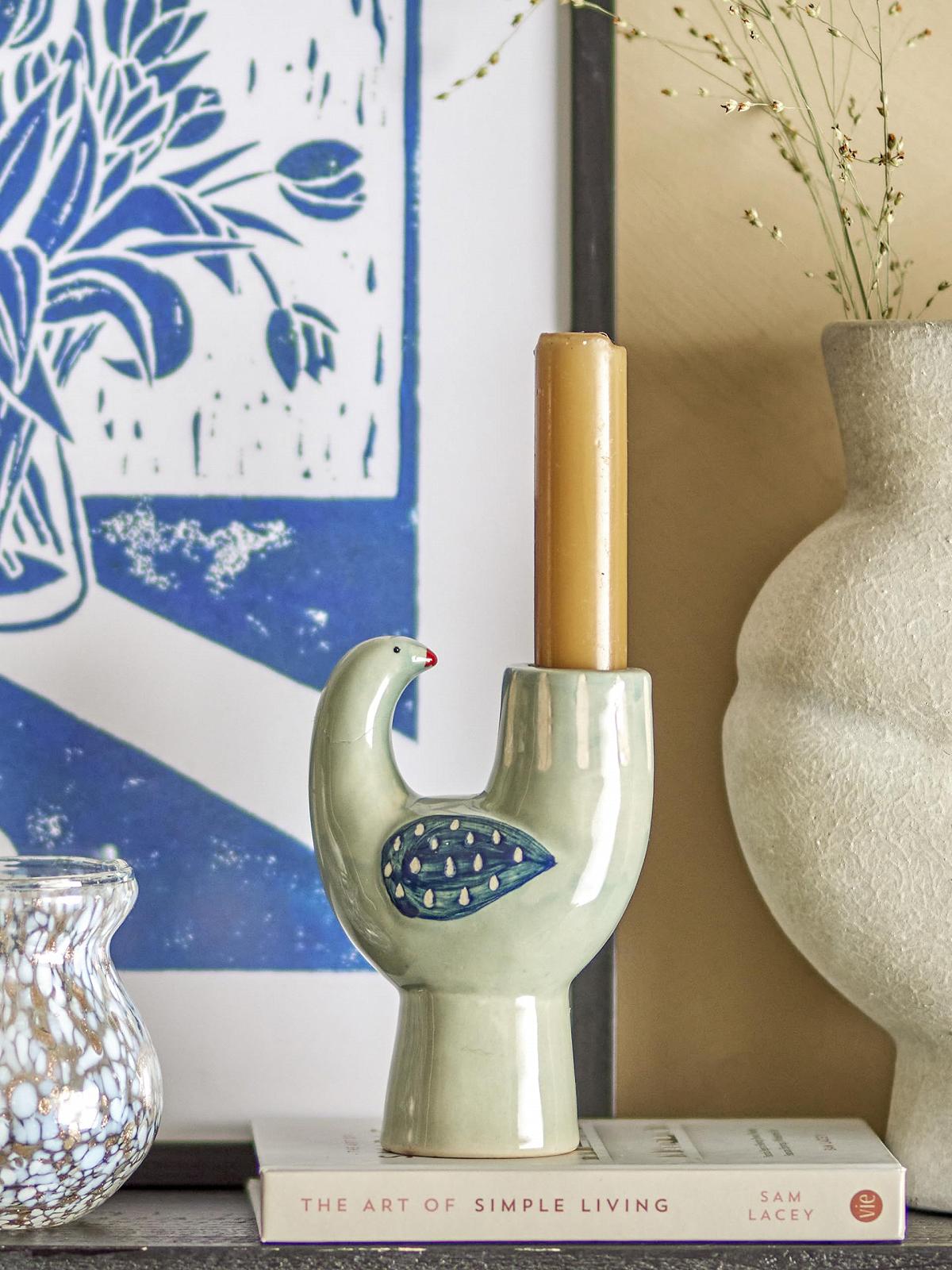 Підсвічник Bloomingville Trudy Ceramic Bird Blue Green для 1 свічки 12 x 8 см, фото №4