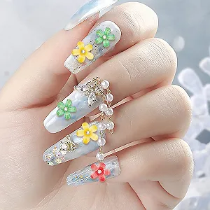 Украшения для ногтей Цветок NICENEEDED Пятилепестковый 90 шт. Разноцветные synthetic.ua - Фото 1