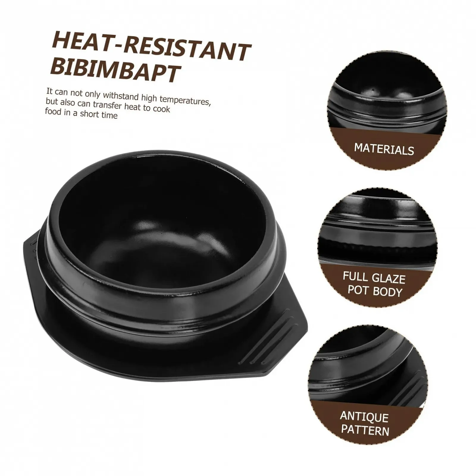 Набор горшков Toyvian Керамический Для бибимбапа Антипригарное покрытие 1100 мл, фото №6