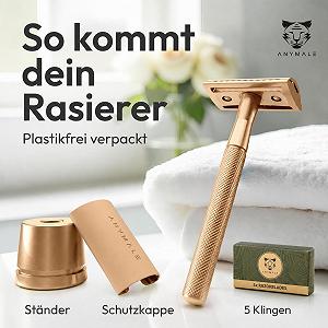 Т-образная бритва женская Gold Edition с подставкой и 5 лезвиями Gold synthetic.ua - Фото 1