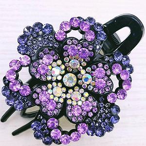 Велика заколка для волосся French Flat Head Rhinestone Clip, вигнута, заколка-алігатор, гумка для укладання сегментів (фіолетова, 8.9 см) - Фото 1