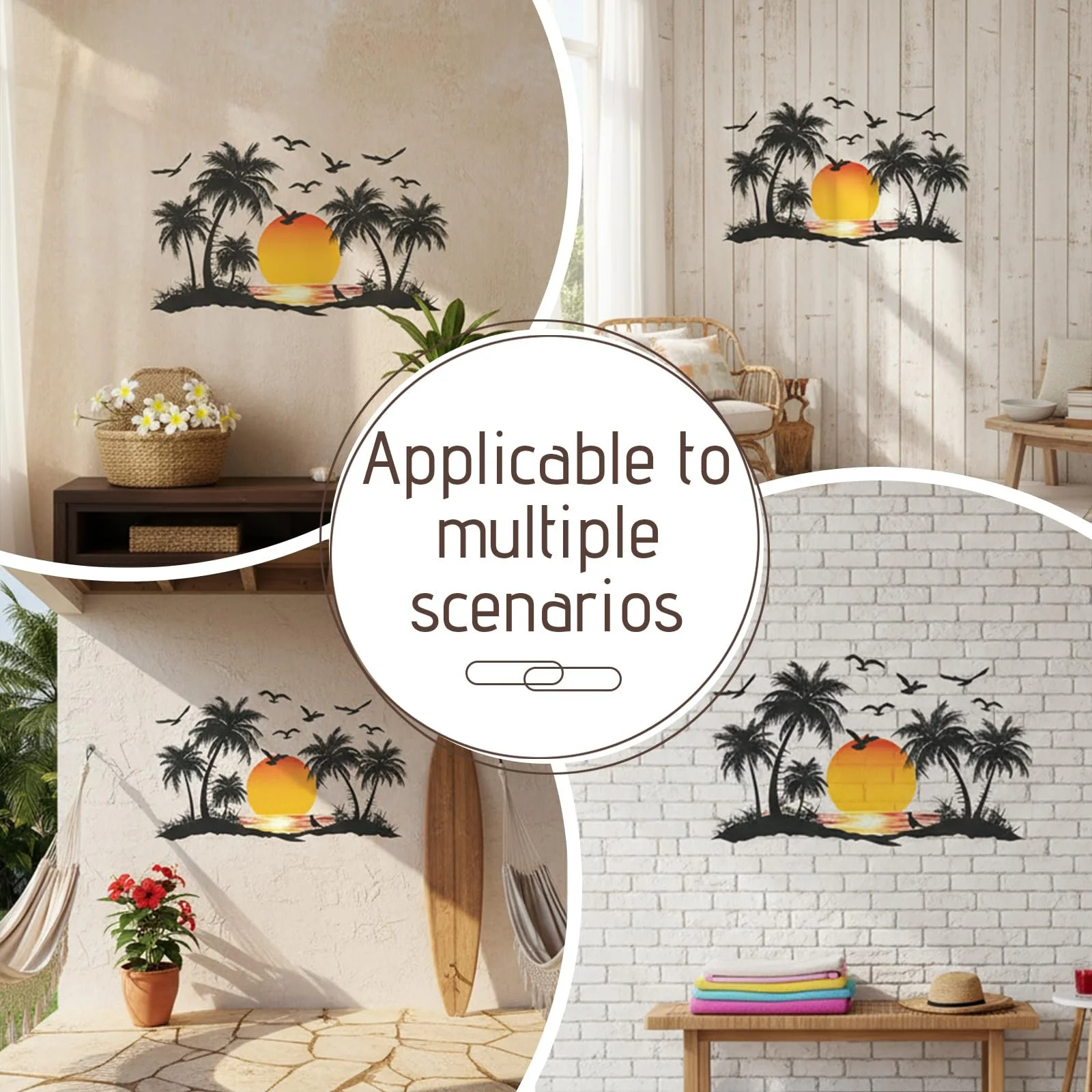 Наклейка на стіну Бохо Пальмове листя Тропічні рослини Птахи, фото №7