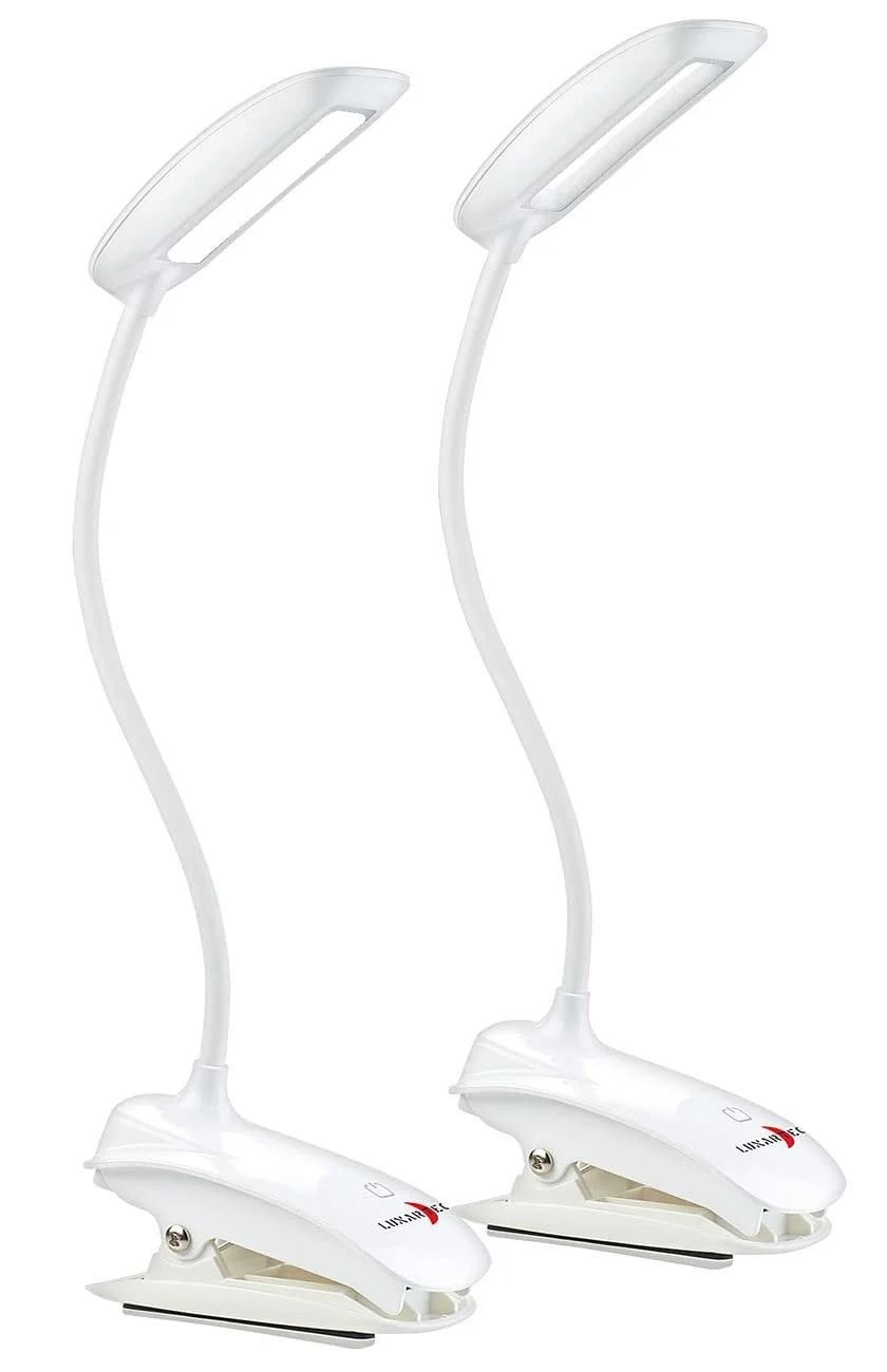 Настольная лампа на зажиме Lunartec Набор из 2 шт Гибкая ножка 3 Вт COB LED Аккумулятор USB, фото №1