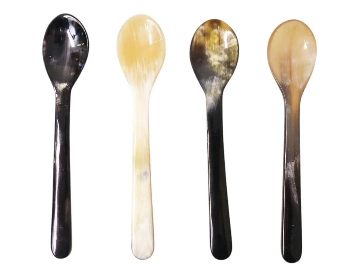 Набір з 4 рогових ложок Пряма зерниста структура, фото №1