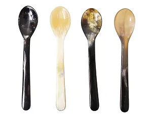 Набір з 4 рогових ложок Пряма зерниста структура - Фото 1