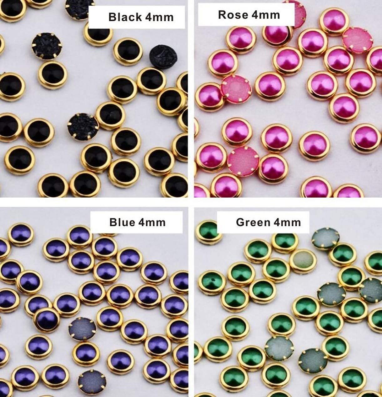 Жемчуг для ногтей ZHONGJIUYUAN 1000 шт., 3D украшения для ногтей, разноцветные полукруглые жемчужины для ногтей с металлическими заклепками, фото №3