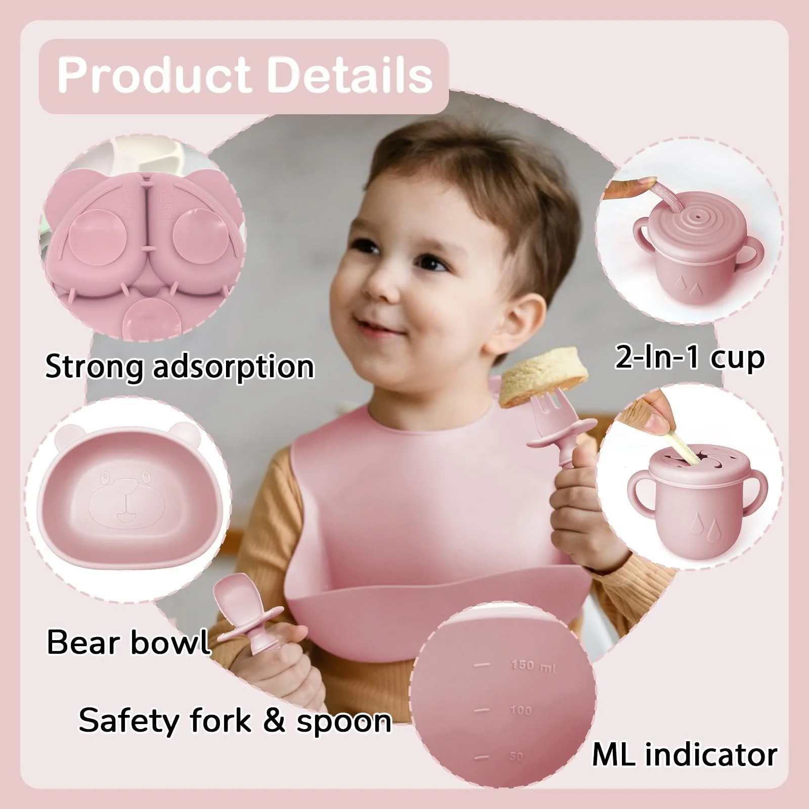 Набір дитячого посуду Bizcasa силіконовий 9 предметів, фото №5 Набір дитячого посуду Bizcasa силіконовий 9 предметів, фото №5