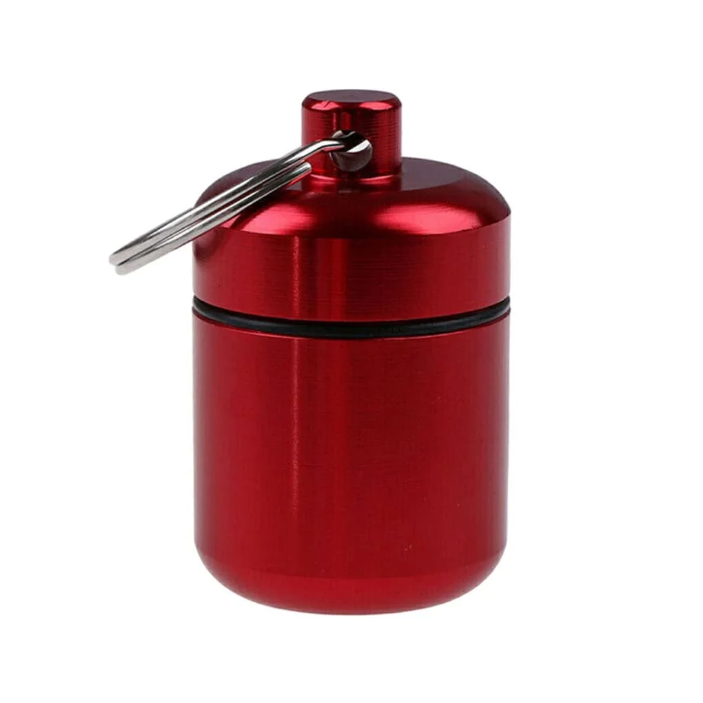 Коробка для таблеток портативна міні з брелоком 2 шт. Алюмінієва Водонепроникна Червона, фото №6