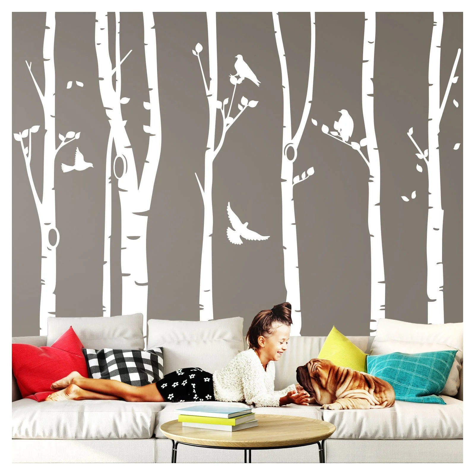 Наліпка W3327 XXL Березові стовбури 267 x 250 см Біла, фото №1