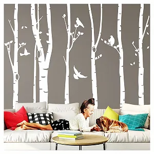 Наліпка W3327 XXL Березові стовбури 267 x 250 см Біла - Фото 1