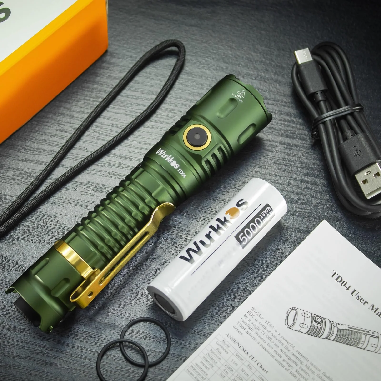 Тактический фонарь Wurkkos TD04 3000 люмен LED перезаряжаемый чрезвычайно яркий LED фонарь с тактическим переключателем EDC 8 режимов IP68 водонепроницаемый, фото №8