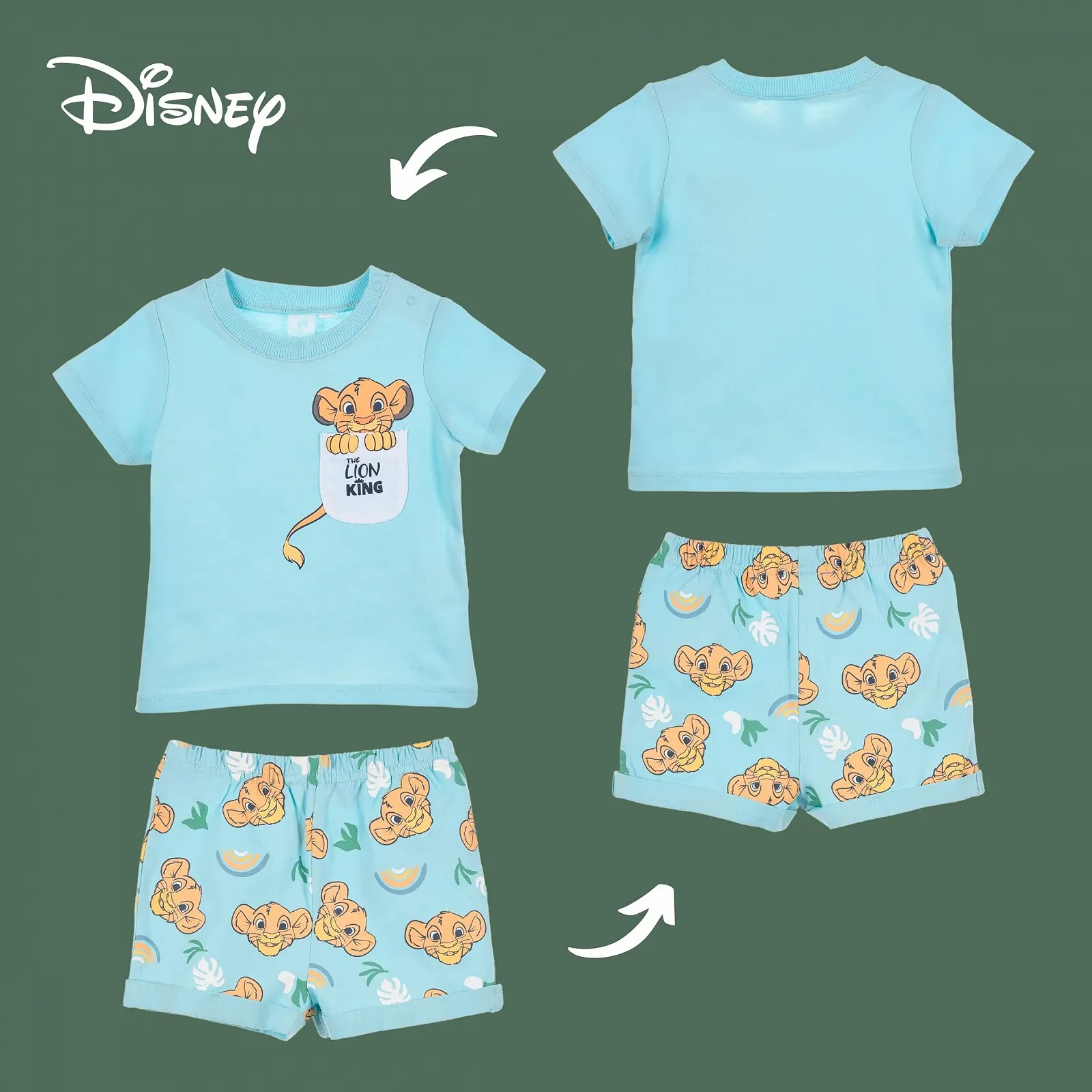 Комплект (футболка та шорти) Disney The Lion King для малюків, піжама з м'якої бавовни, 2 предмети, фото №7