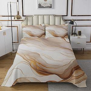 Покрывало Абстрактный Мрамор Коричневая Текстура для взрослых женщин мужчин детей Мраморный Градиент 260x240см Современный Эстетический Галстук-Краска Накидка на кровать 2 Наволочки synthetic.ua - Фото 1
