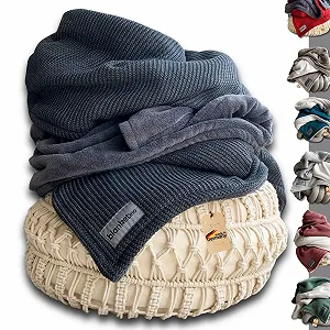 Вязаний плед blanketino 145 x 210 см - Теплий диванний плед з екстра м’якого флісу та високоякісної бавовни - Фото 1