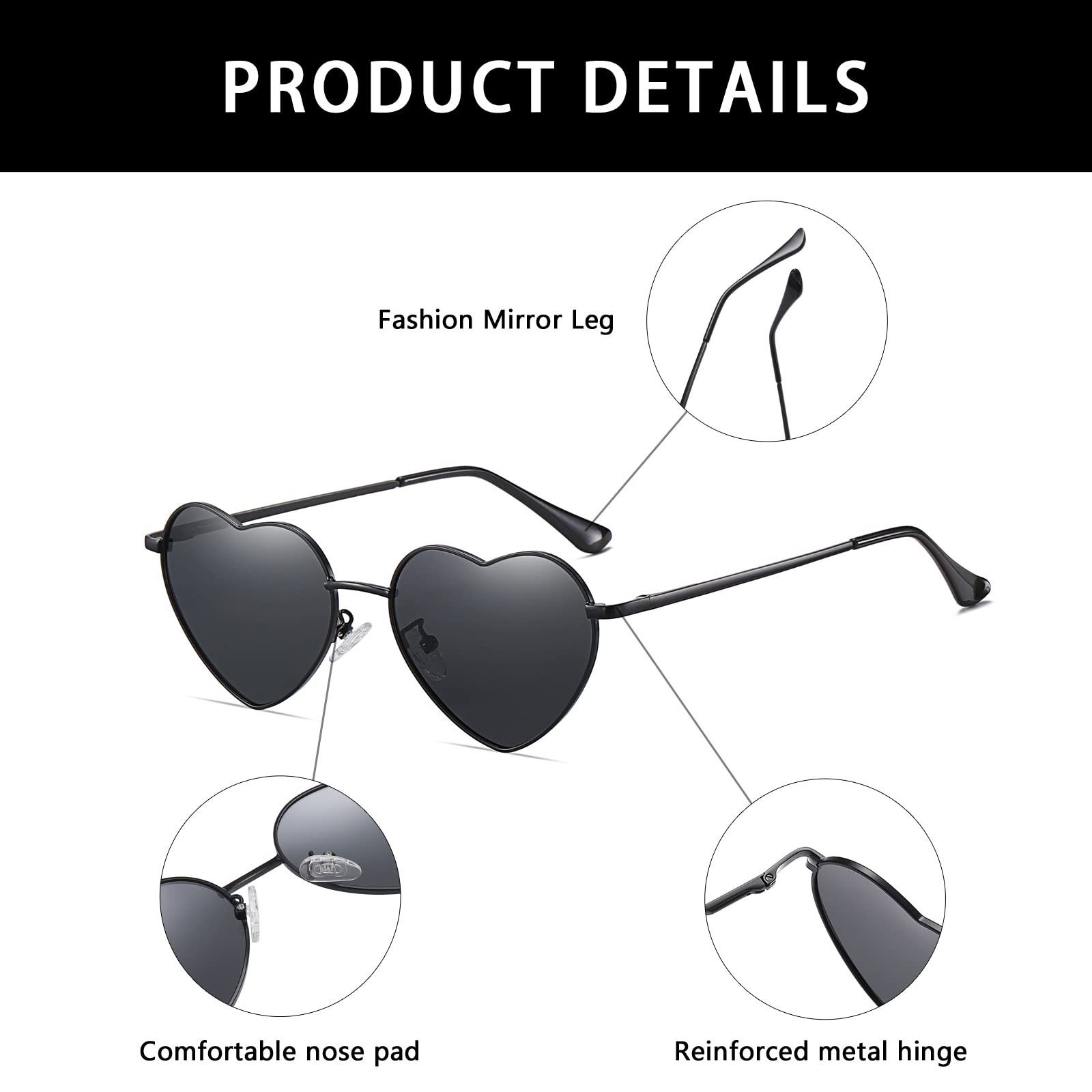 Вінтажні безрамкові сонцезахисні окуляри YAMEIZE Love Heart металева оправа для жінок, чоловіків, фото №4
