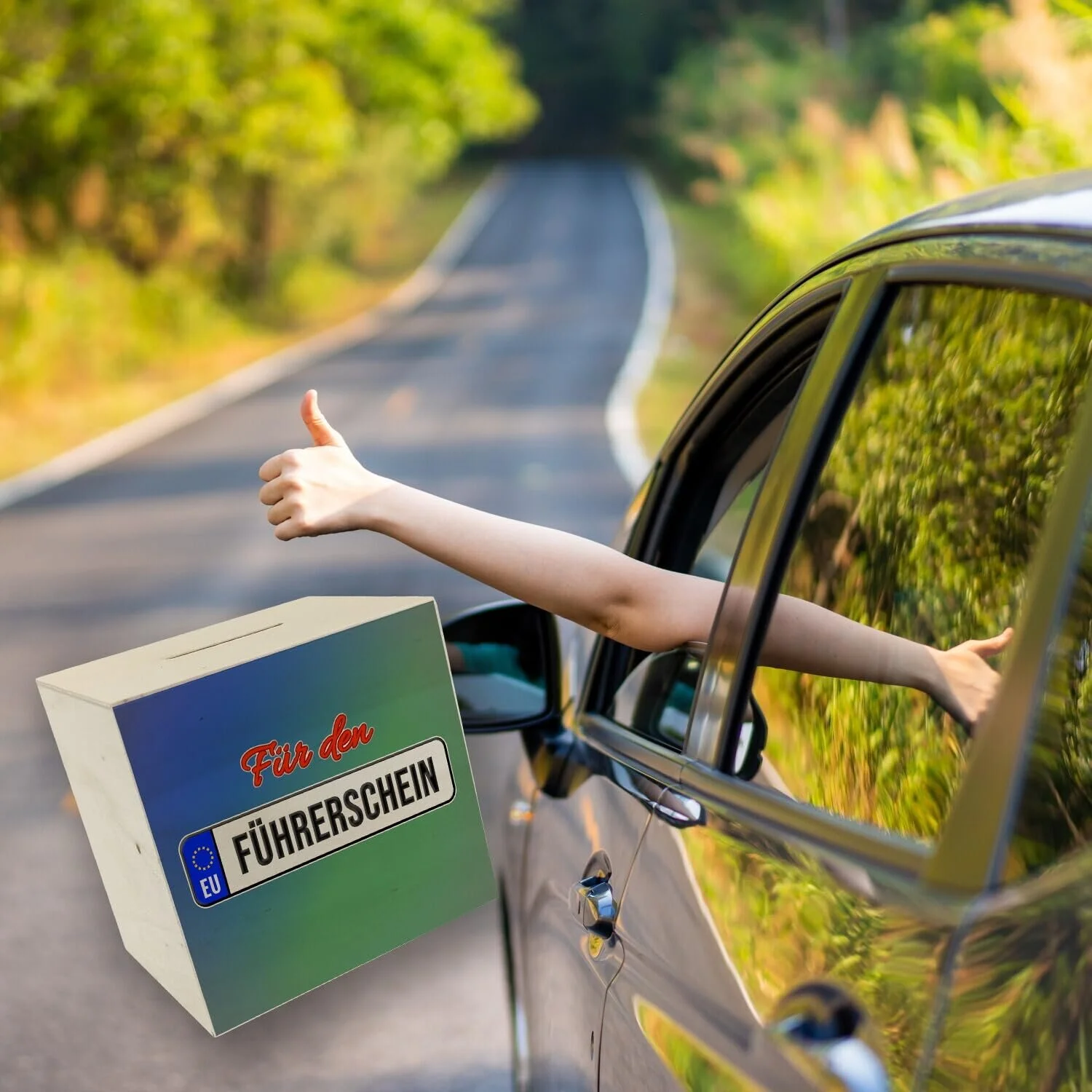 Скарбничка дерев'яна Für den Führerschein з мотивом номерного знака на права, фото №6