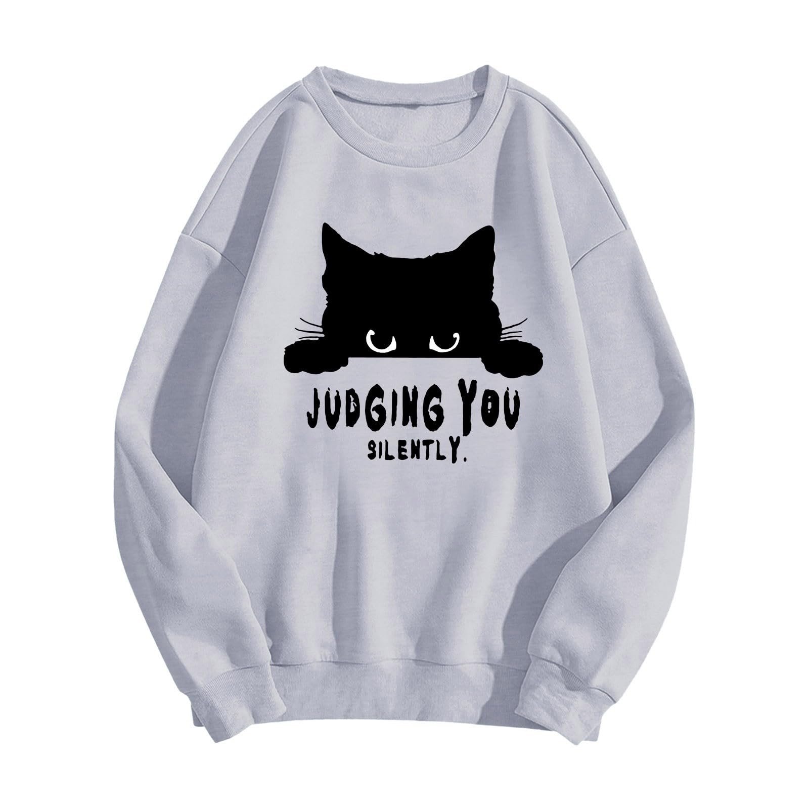 Женский Свитшот с Графикой, Круглый Вырез, Удобный, Повседневный, Однотонный, Осенняя Одежда, Y2K, Мягкий, Свободный Крой, Винтажный, Модный, фото №1