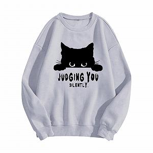 Женский Свитшот с Графикой, Круглый Вырез, Удобный, Повседневный, Однотонный, Осенняя Одежда, Y2K, Мягкий, Свободный Крой, Винтажный, Модный - Фото 1