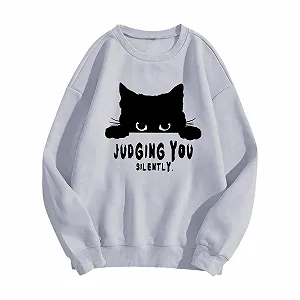 Женский Свитшот с Графикой, Круглый Вырез, Удобный, Повседневный, Однотонный, Осенняя Одежда, Y2K, Мягкий, Свободный Крой, Винтажный, Модный - Фото 1