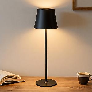 Настільна лампа LED бездротова акумуляторна, сенсорна, димована, для приміщень та вулиці, чорна - Фото 1