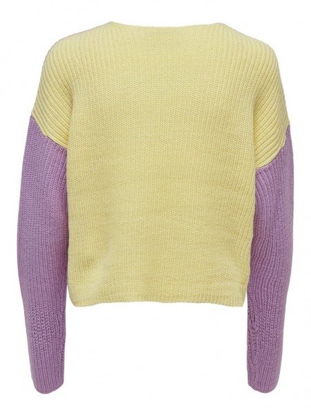 Пуловер ONLNICCI L/S BLOCK PULLOVER EX KNT 15257294-Rose Smoke-Detail:CROCUS PETAL/PASTEL YEL ONLY XS, фото №4