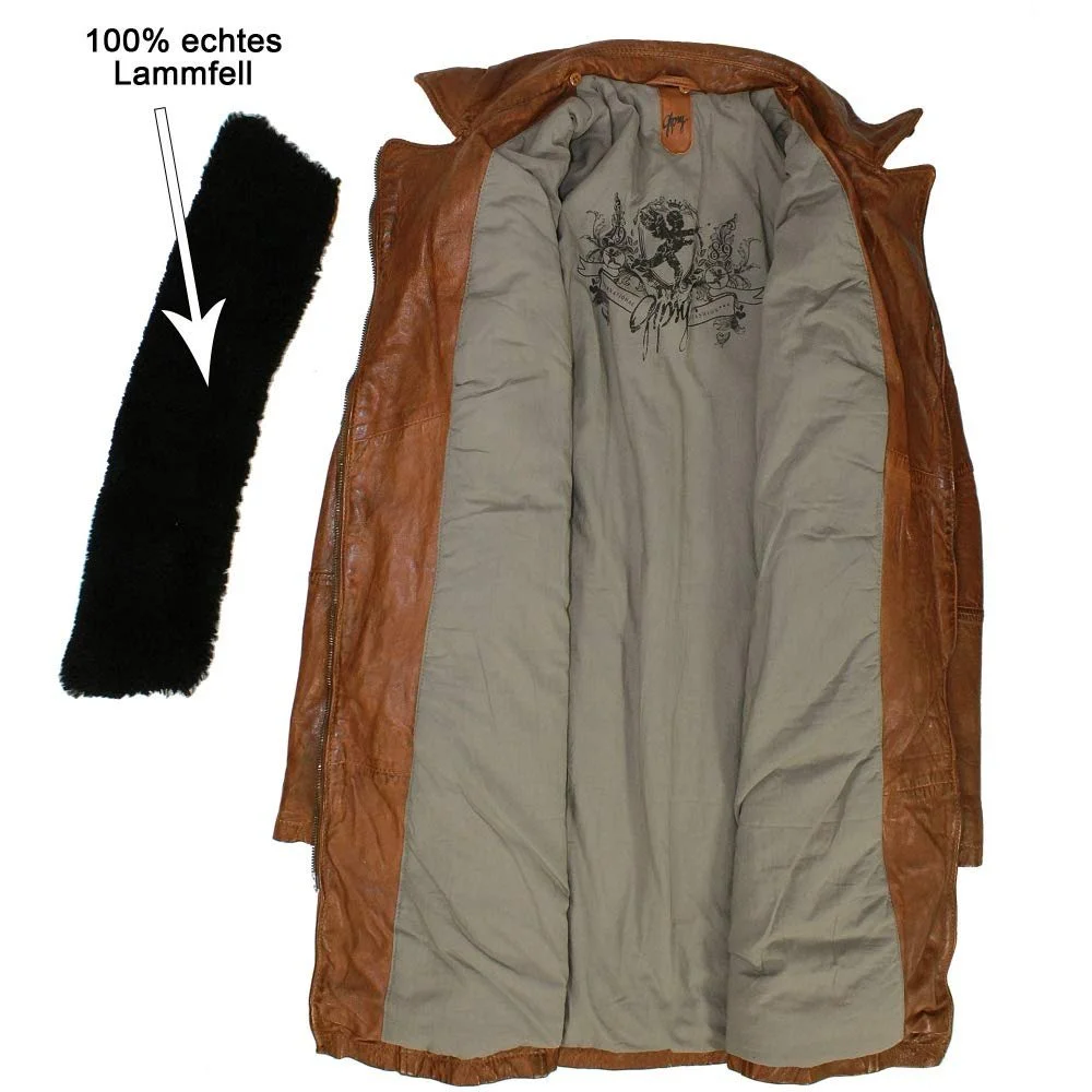 Шкіряне пальто Gipsy Lamb Nappa Cognac, фото №9