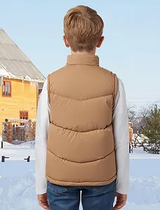 Теплый пуховый жилет Happy Cherry, детский ветрозащитный зимний жилет без рукавов со стоячим воротником для активного отдыха synthetic.ua - Фото 1