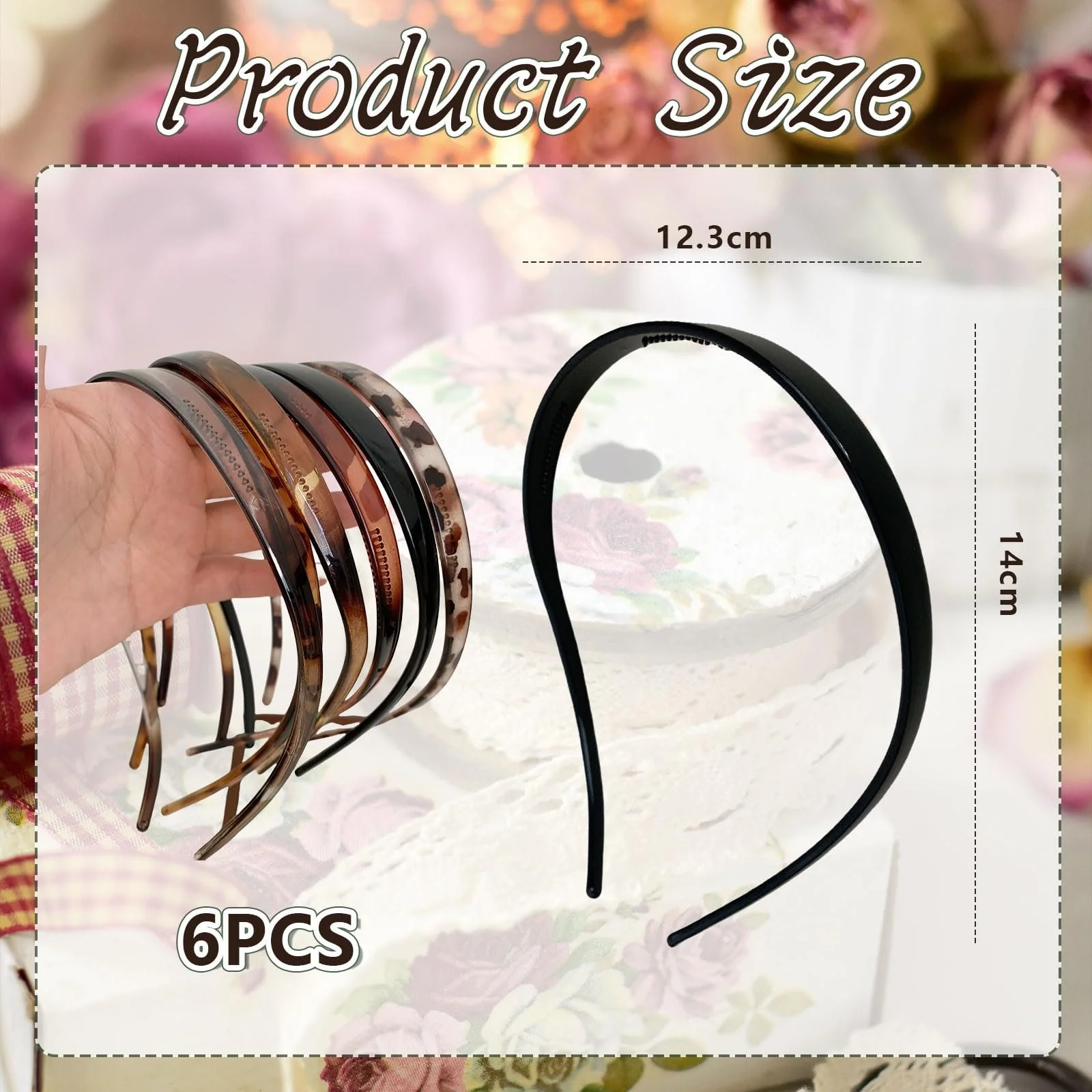 Набір з 6 широких обручів для волосся, фото №2