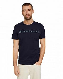 Футболка printed crewneck logo  1030527XX1010668 Tom Tailor Темно-синій XL - Фото 1