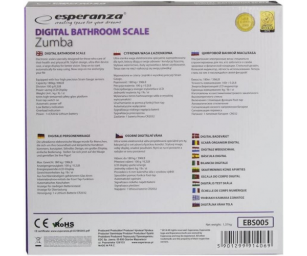 Ваги для підлоги електронні Esperanza Zumba EBS005, фото №2 Ваги для підлоги електронні Esperanza Zumba EBS005, фото №2