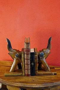 Держатель для книг Слон Дерево Акации 30 см Коричневый - Фото 1