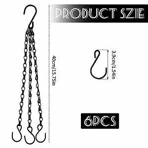 Цепь для подвесных корзин Pack of 6 40 см металлическая Черная synthetic.ua - Фото 1