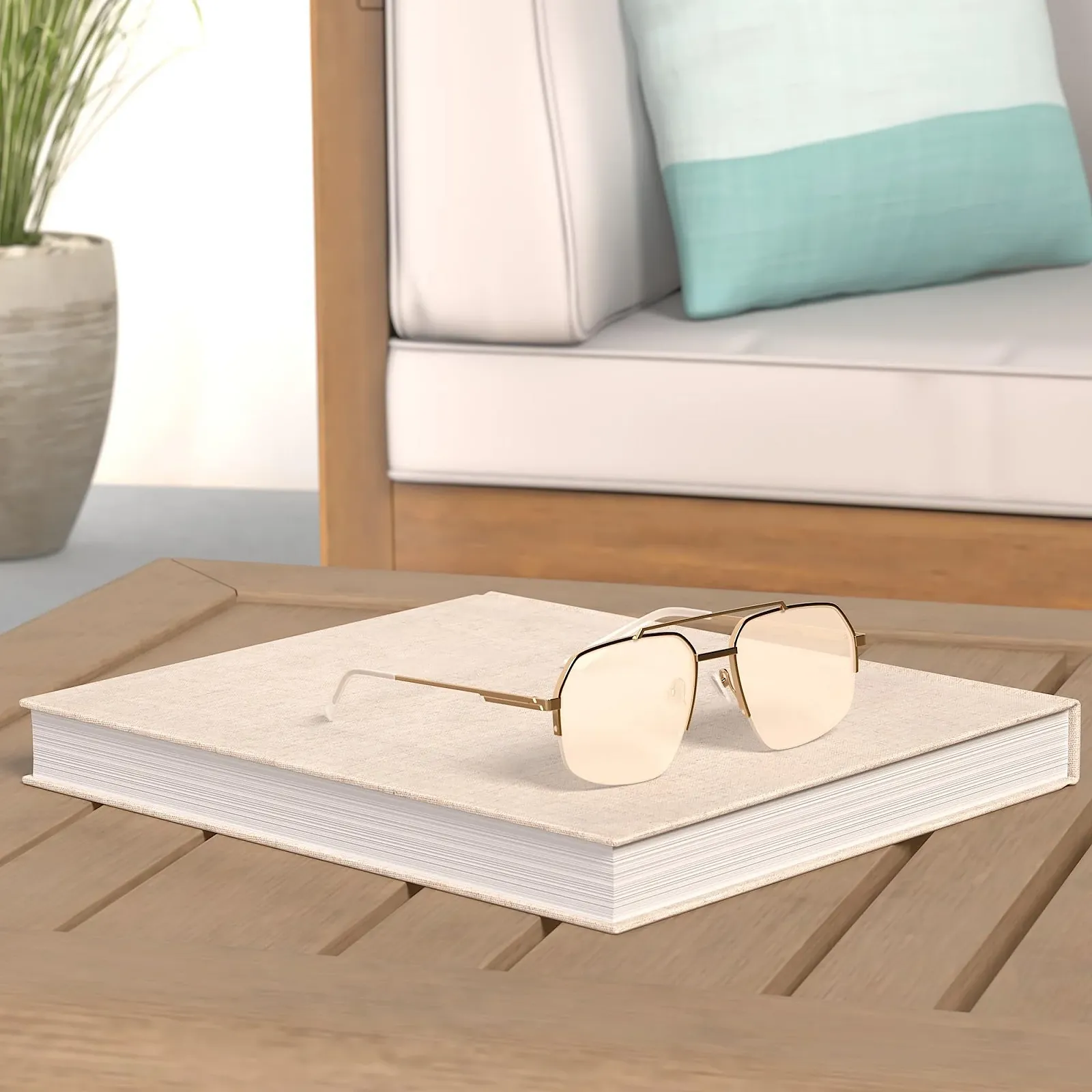 Окуляри SOJOS Ретро Вінтаж Великі Квадратні Подвійний Місток Метал Напів-Оправа Прямокутні SJ1191, фото №2