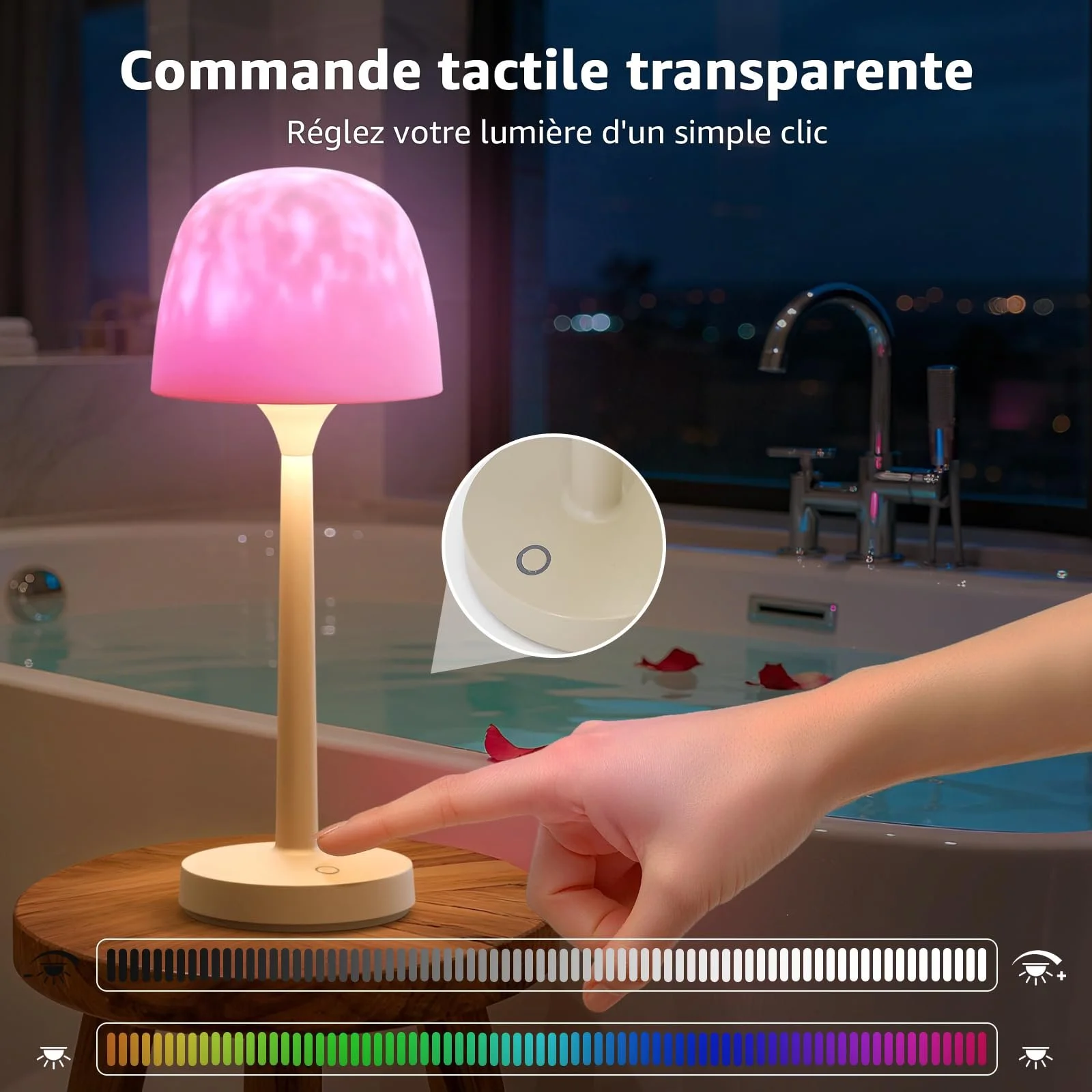 Лампа для душу himmel AquaSpa Водонепроникна 16 кольорів Проектор хвиль Акумуляторна Сенсорна Пульт ДК, фото №4