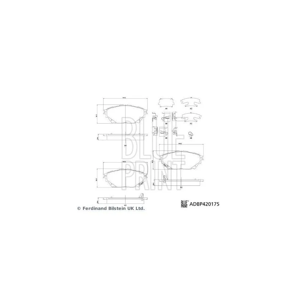 Комплект гальмівних колодок, дискові гальма BLUE PRINT ADBP420175 для MITSUBISHI, задня вісь, фото №1