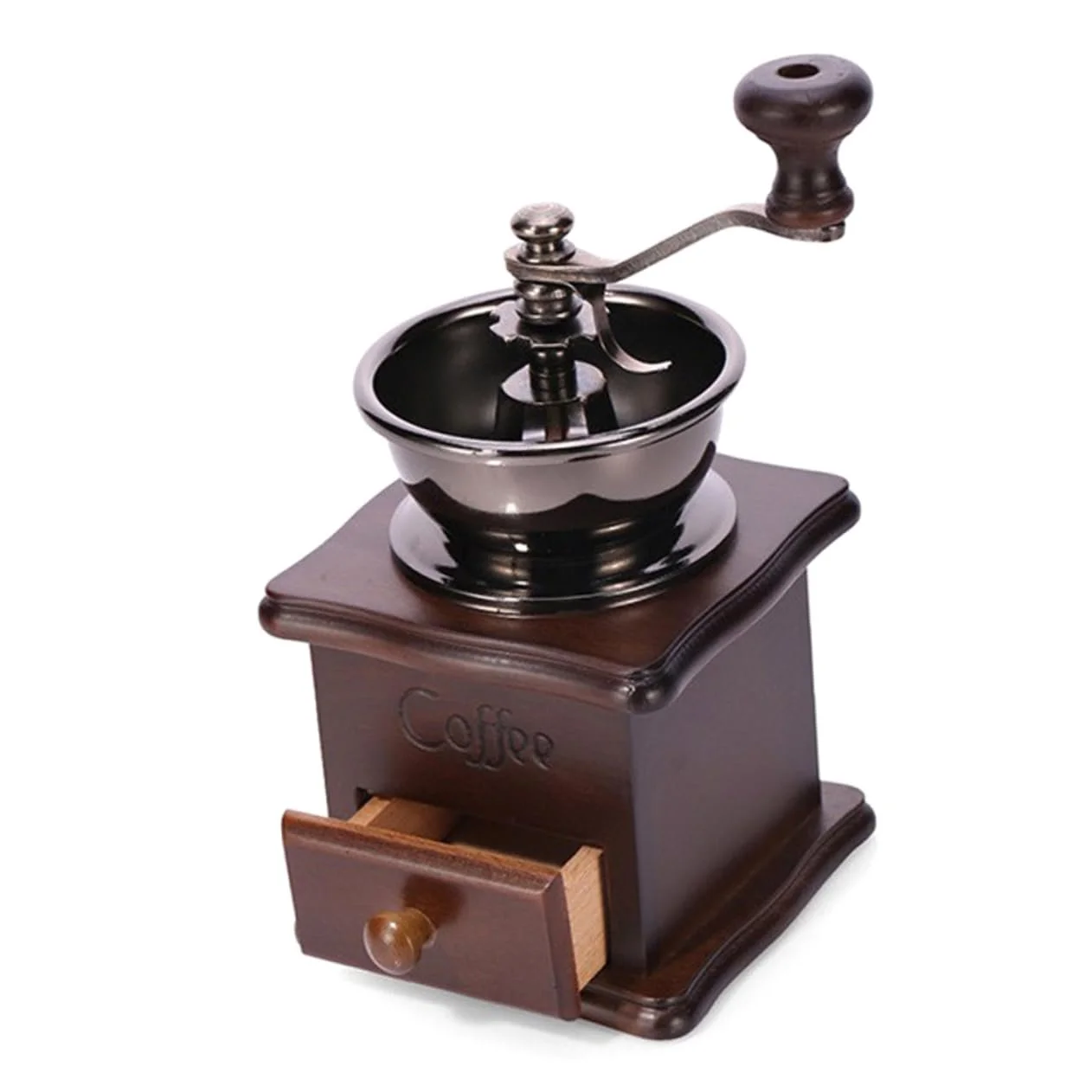 Ручна кавомолка Дерев'яна ручна кавомолка для м'якого подрібнення кавових зерен Вінтажний дизайн, фото №1