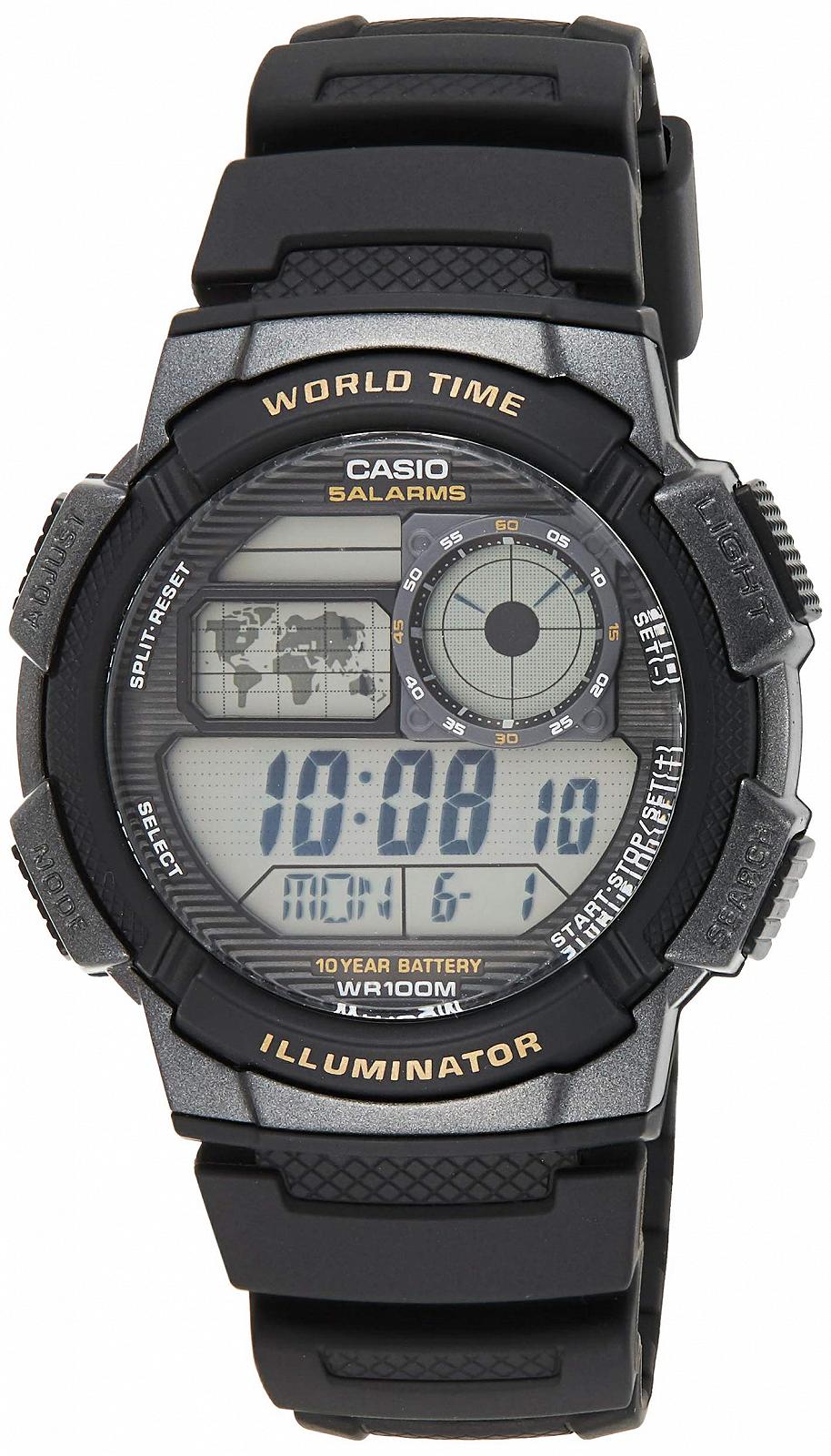 Годинник спортивний Casio AE-1000W-1AVCF чоловічий, корпус з смоли, ремінець чорний, фото №1
