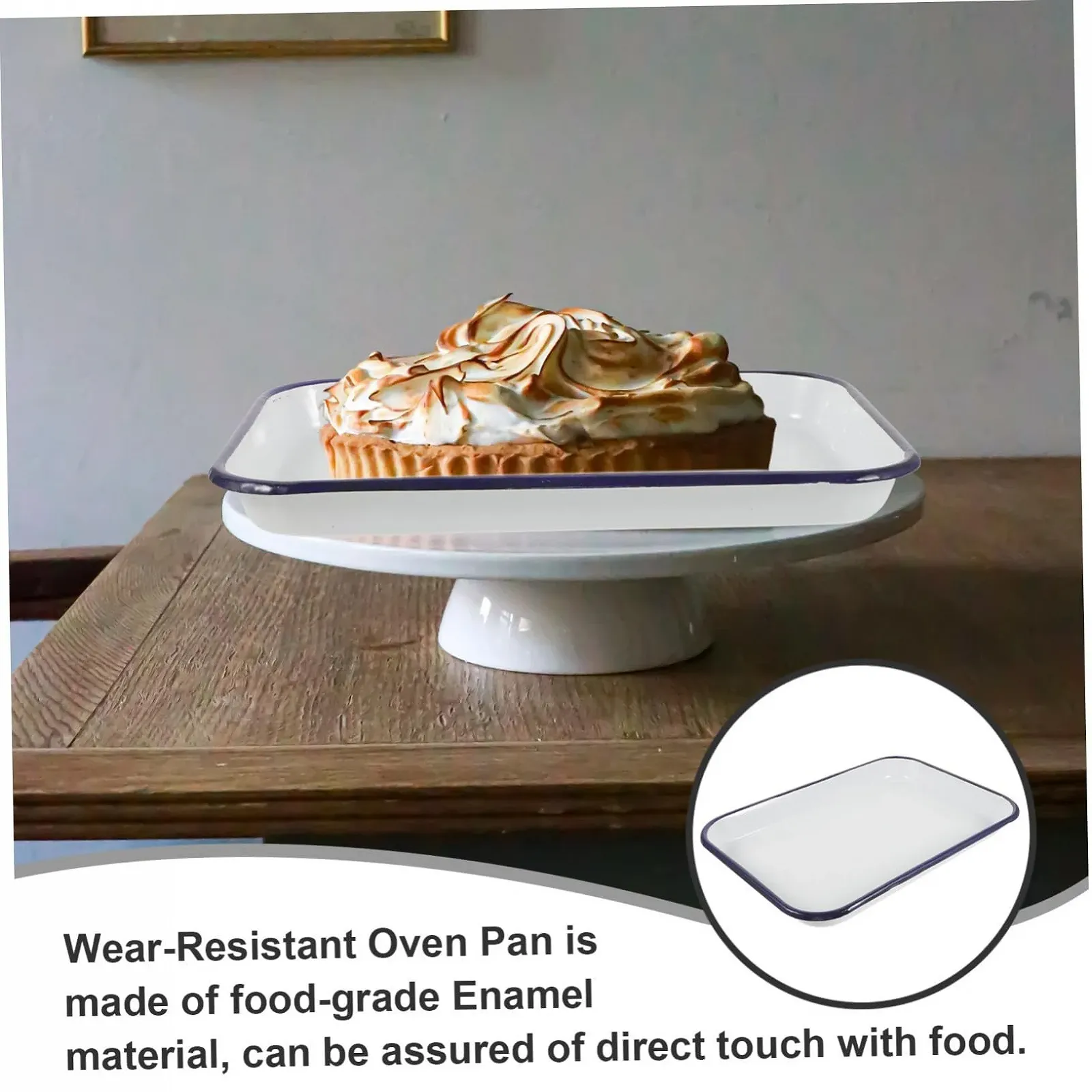 Форма для випікання Zerodeko емальована прямокутна термостійка біла, фото №4