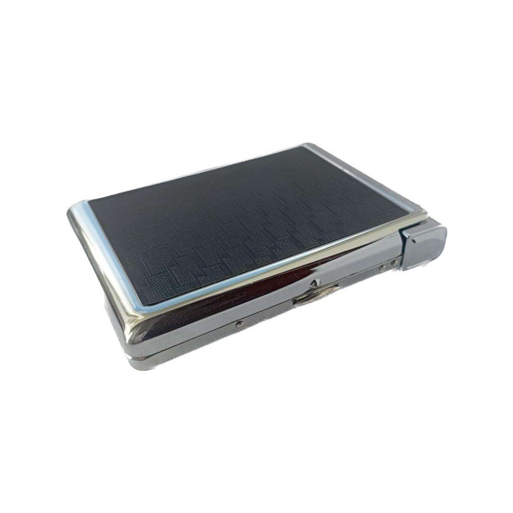 Портсигар на 20 сигарет с зажигалкой 3308 Black Silver 10839, фото №2