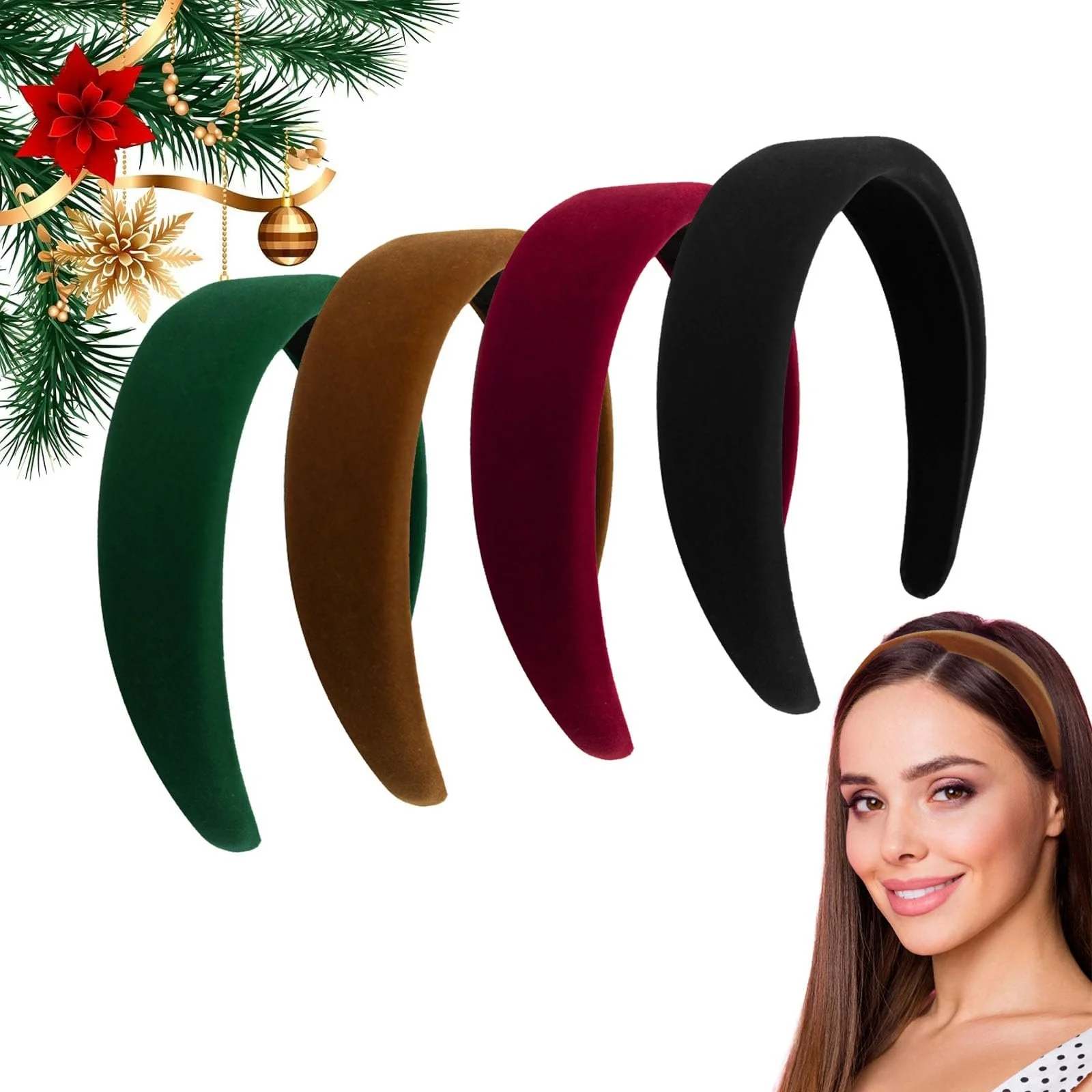 Обруч ZOCONE, оксамитовий, набір 4 шт., широкий, фото №1