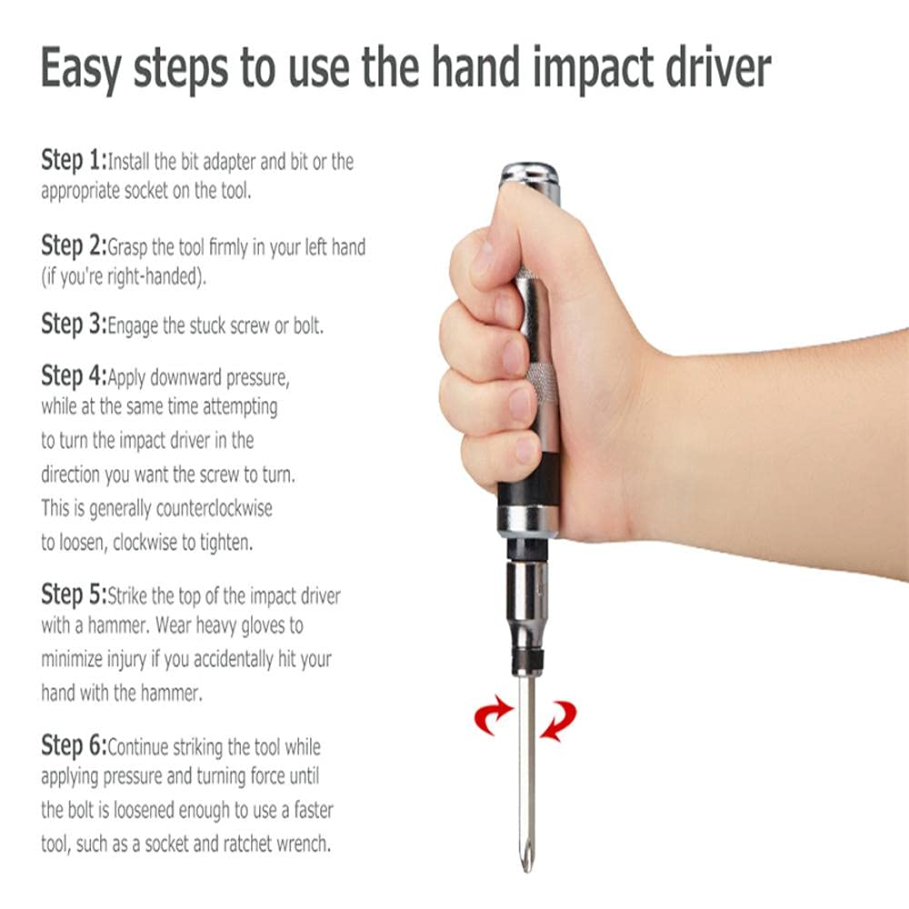 Набор отверток Impact Precision Screwdriver Tool Set ручной реверсивный ударный набор отверток, экстракторы, 12 штук, фото №5