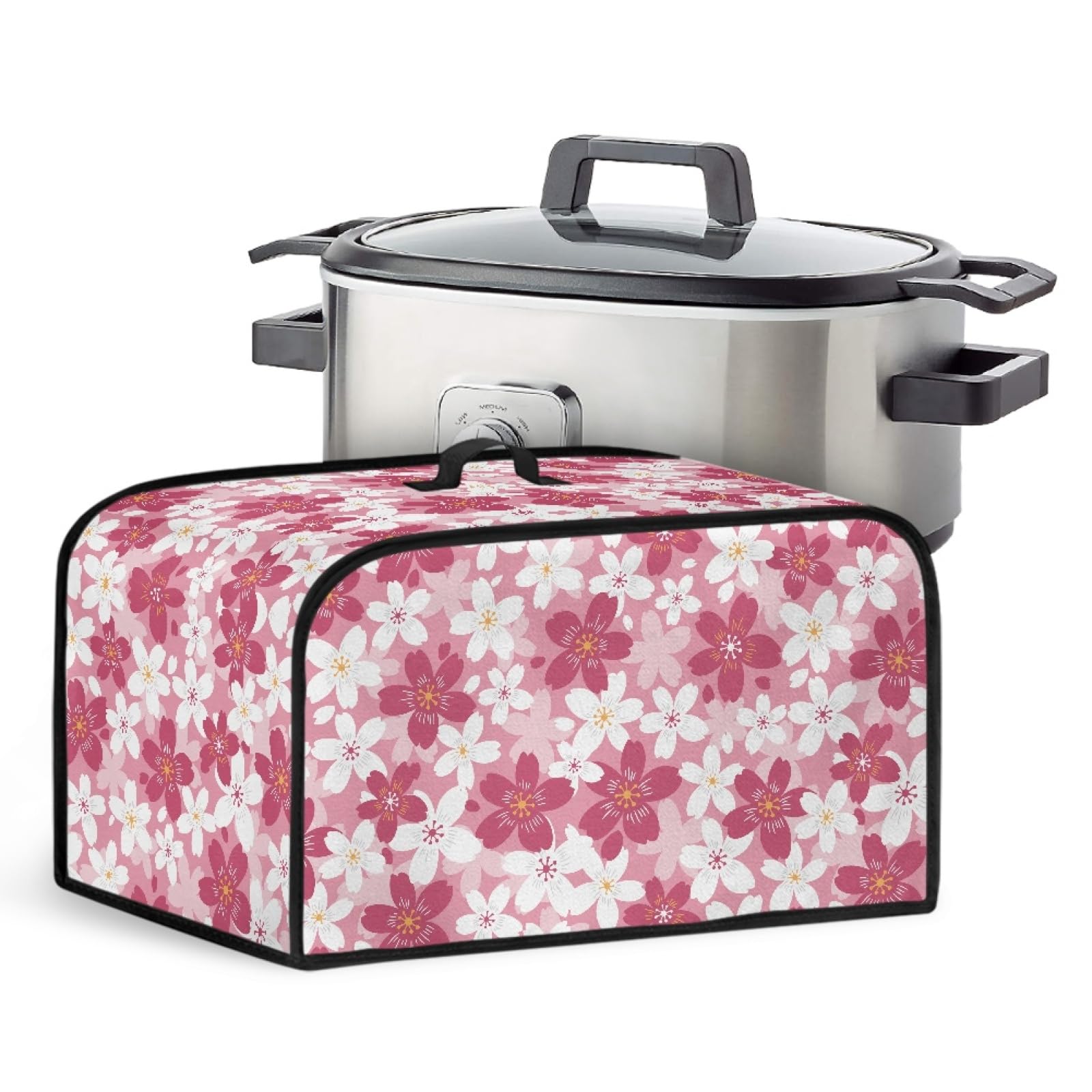 Чехол Wanyint Cherry Blossom Print Slow Cooker Cover для мужчин и женщин 6-8QT Моющийся Чехол для Мультиварки с Верхней Ручкой и Сетчатой Сумкой, фото №1