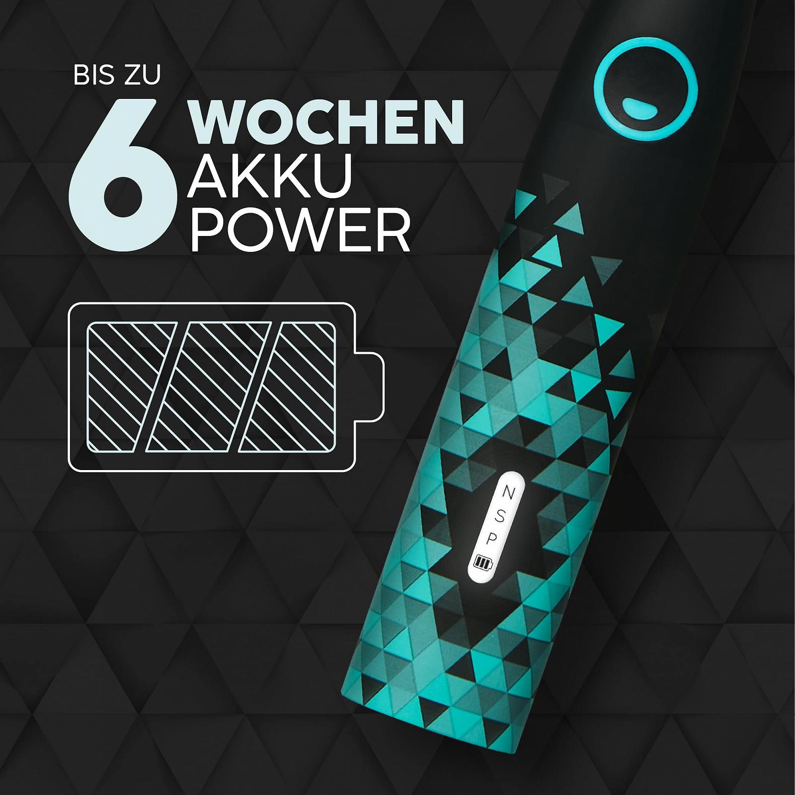 Електрична звукова зубна щітка happybrush ECO VIBE 3 6 тижнів роботи Чорний/М'ятний, фото №7