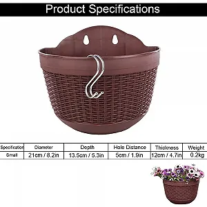 Підвісний квітковий горщик 2 штуки, з дренажем, пластиковий, для вирощування рослин та декору, темно-коричневий synthetic.ua - Фото 1