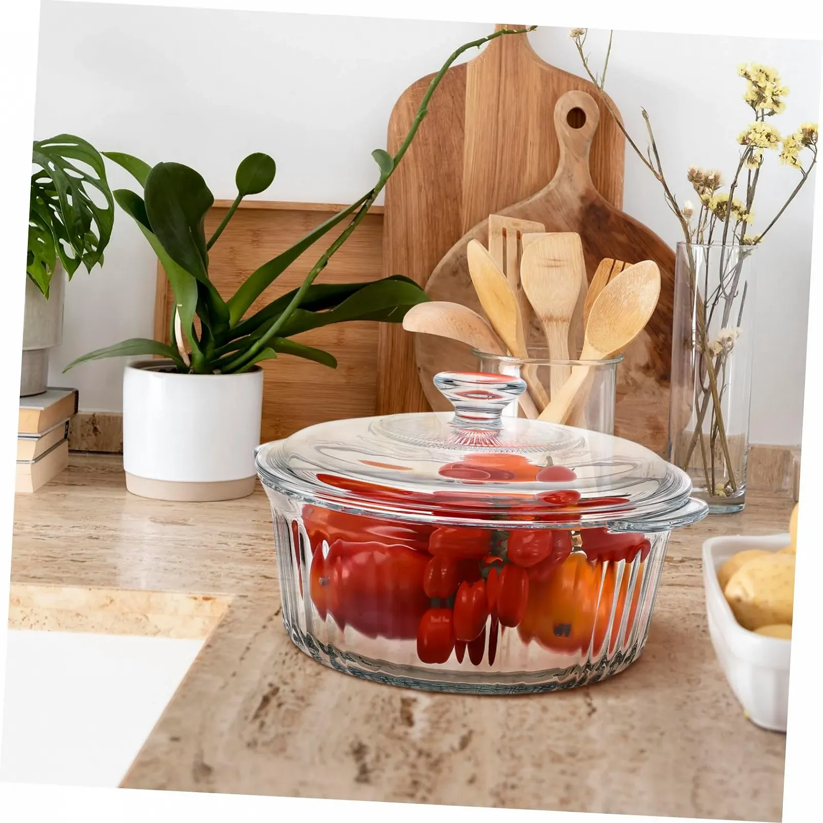 Форма для запікання VALICLUD кругла скляна з кришкою термостійка прозора, фото №9 Форма для запікання VALICLUD кругла скляна з кришкою термостійка прозора, фото №9