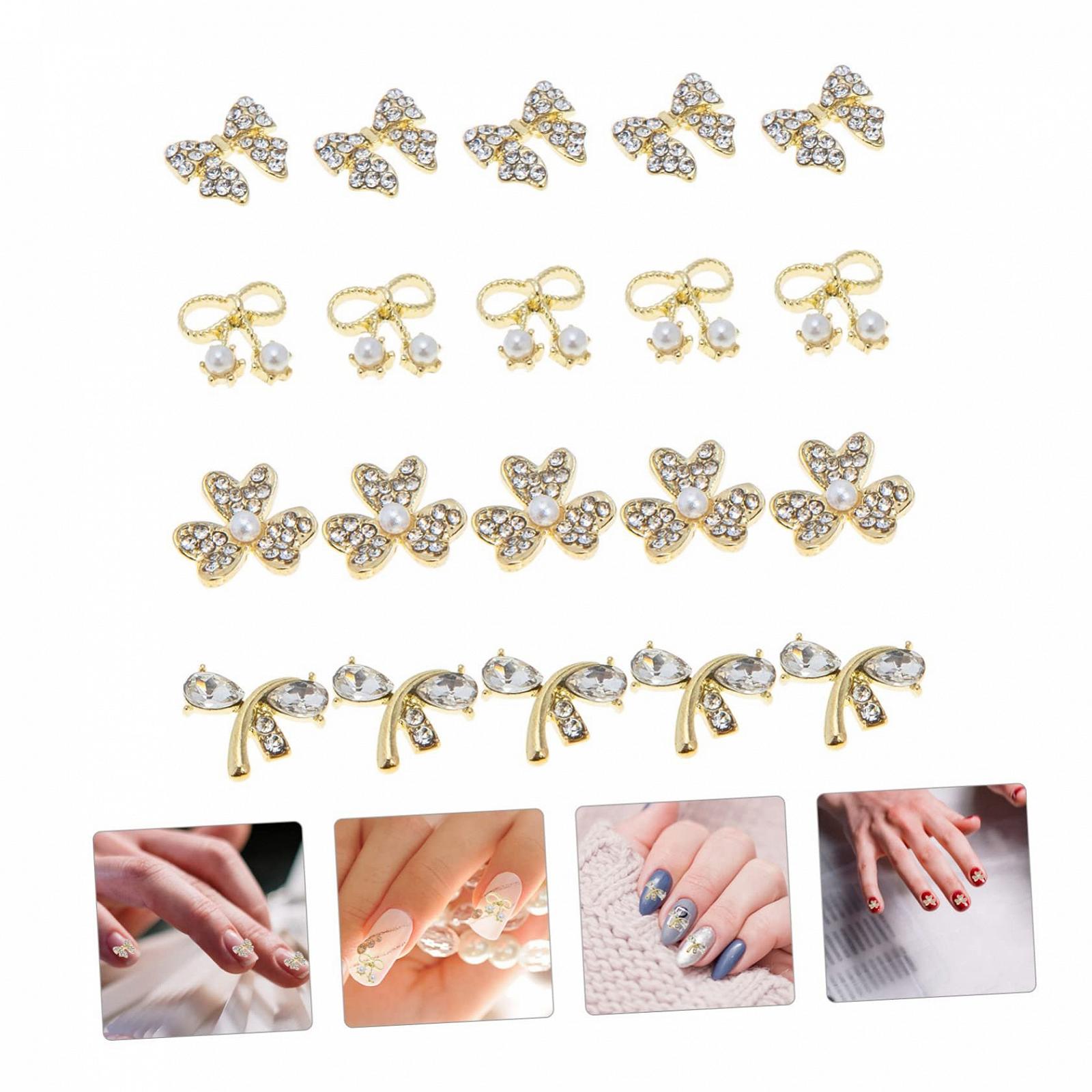 Підвіска для нігтів MERRYHAPY 3D, бантик, хрест, золотий сплав, фото №9