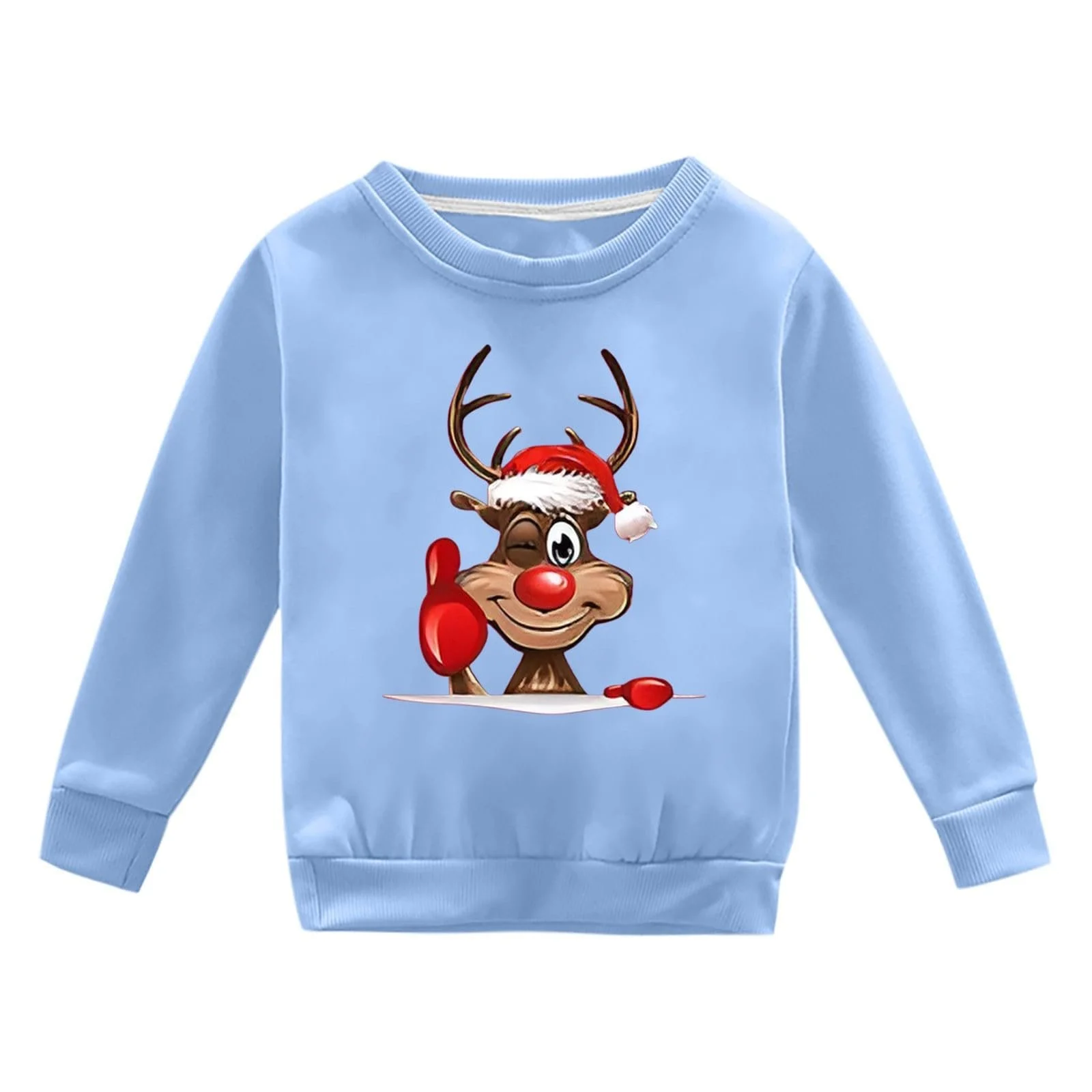 Різдвяний пуловер для малюків з капюшоном, різдвяним візерунком і довгими рукавами, фото №2