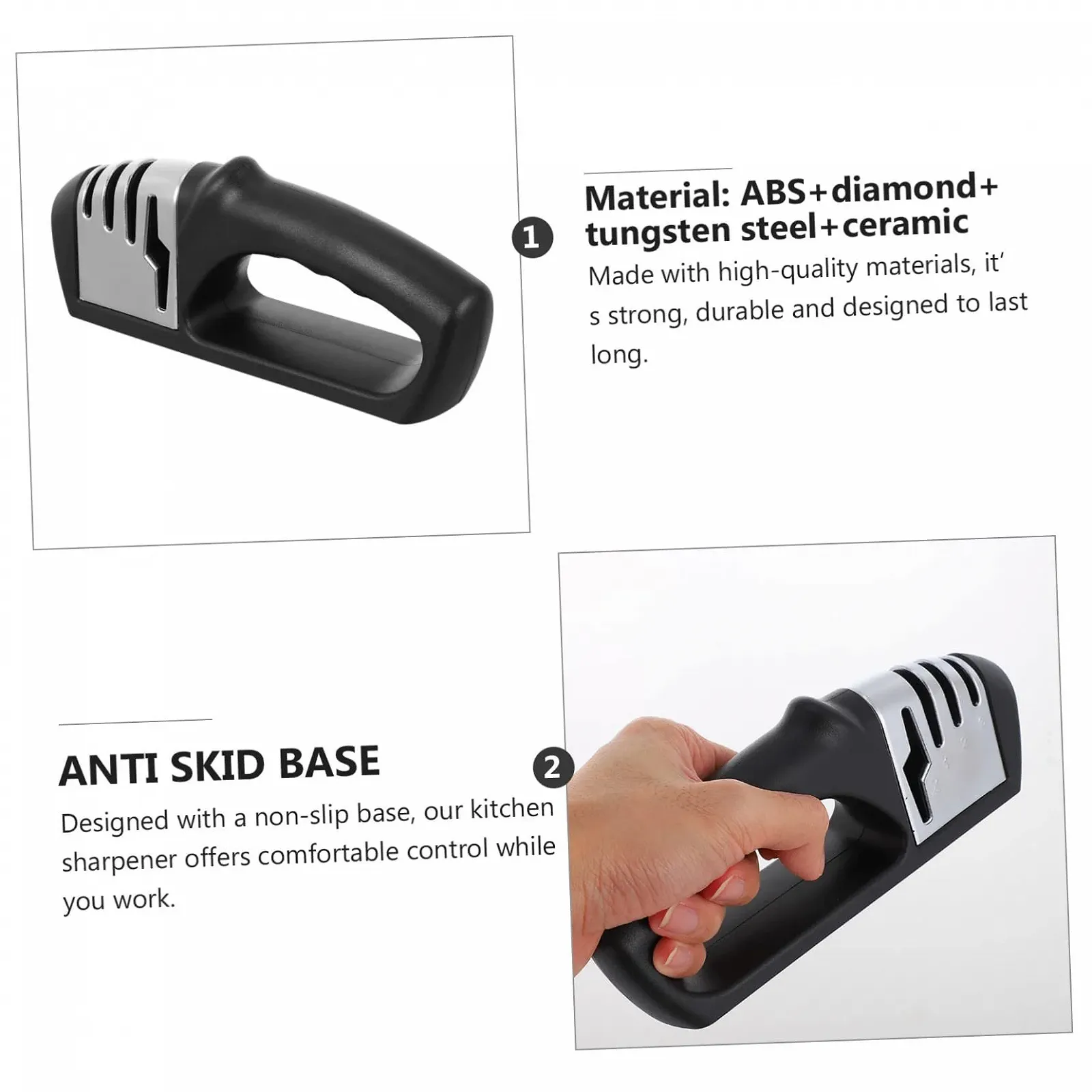 Точило для ножів та ножиць ручна 4-ступінчаста ергономічна рукоятка, фото №3