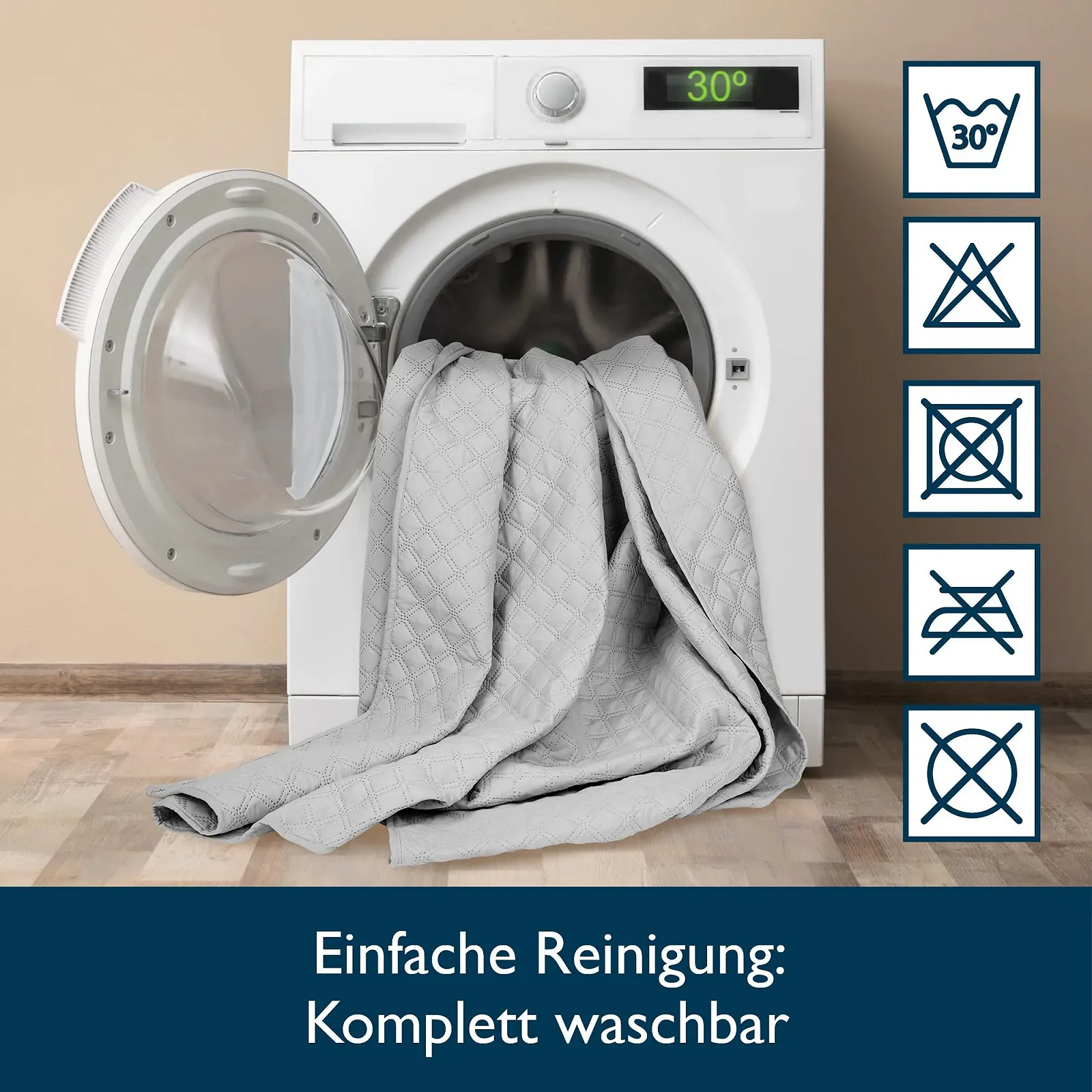 Покривало Beautissu Olivia 240 x 220 см, стьобане, сіро-світле, фото №7