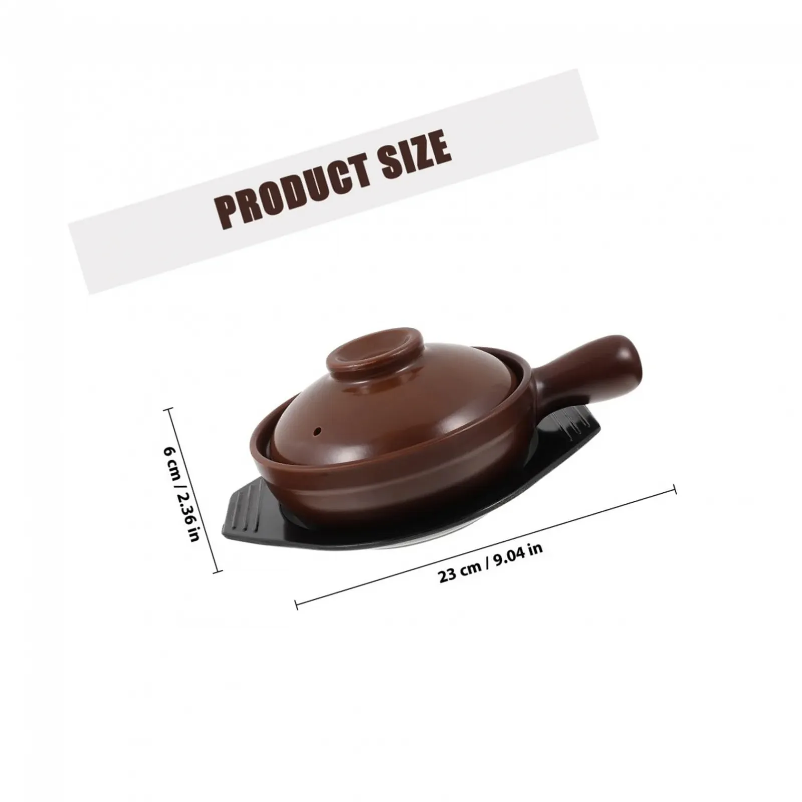 Ківш керамічний жаростійкий з нековзними ручками та підносом для дому та ресторану, фото №2